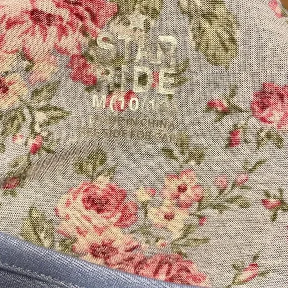 Star Ride Floral Top Girl’s 10 12 Purple Pink Flowers Boho Gypsy Hippie Roses - Picture 7 of 8